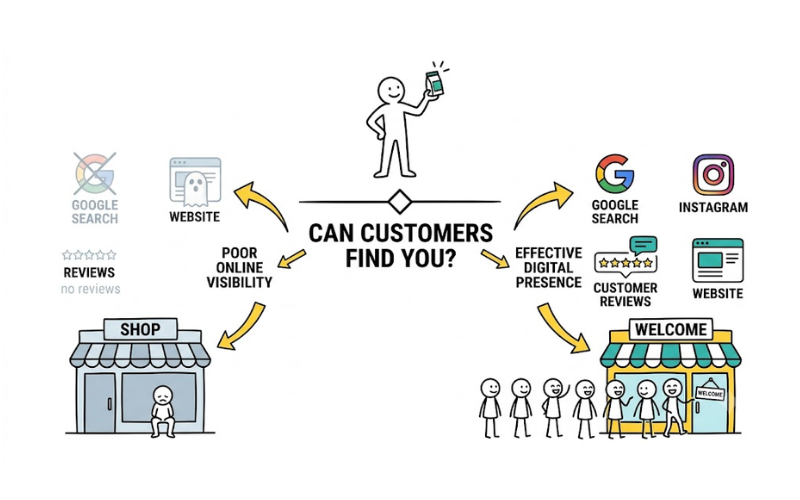 Visibility gap infographic showing why discoverability matters more than product quality.